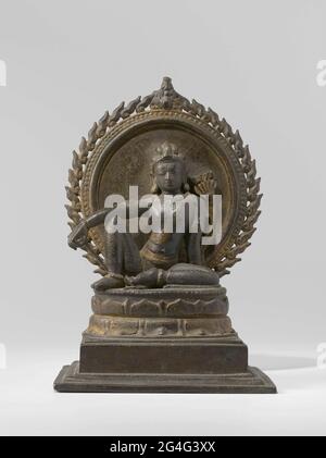 . Manjushri, bronze, (l'attribut dans la main droite a été cassé). Banque D'Images