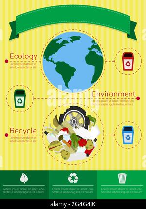 Infographie colorée sur le recyclage. Informations sur les déchets produits sur la terre. Illustration de Vecteur
