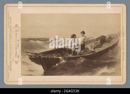 Production photo d'un tableau d'un homme et d'une femme et d'un homme endormi sur un barque en mer; des Meeres und der Liebe Wellen; Galerie Moderner Meister. . Banque D'Images