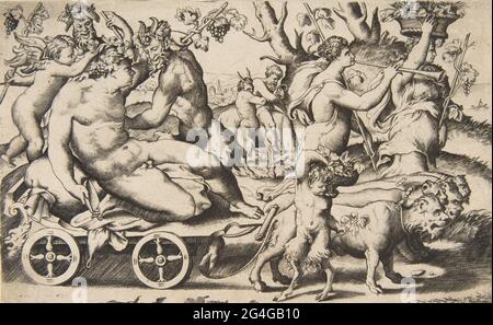 Triomphe de Bacchus assis sur une charriot à gauche, 1531-76. Banque D'Images