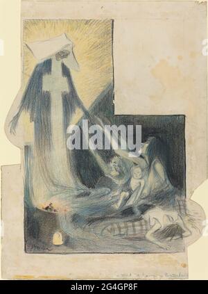 La mort des livres - Baudelaire, 1894. [La mort des pauvres - illustration d'un poème de Baudelaire]. Banque D'Images