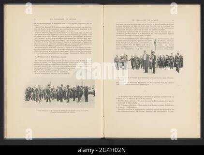 Le président Félix Faure et le tsar Nicolaas II de Russie ont laissé passer la garde honoraire sur le quai de Peterhof. . Banque D'Images