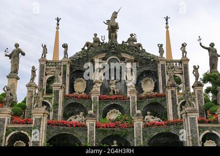 Les jardins de l'Isola Bella (belle île). Lac majeur, Italie, Europe. Banque D'Images