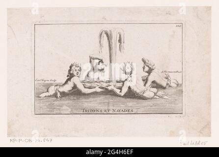 Fonteinsculptuur van Tritonen à Naïaden; Tritons et Nayades.; Collection de statues, groupes, fontaines, Termes, vases et autres beaux ornement du château et du parc de Versailles. . Banque D'Images