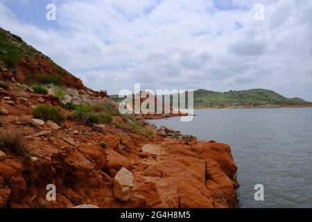 Voici une photo de paysage du lac Meredith dans le nord du Texas. Banque D'Images