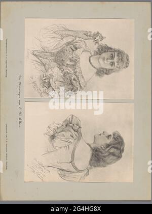 Deux productions photographiques de dessins, représentant des portraits d'une actrice en costume; que MEININGER VON C. W. Allers. . Banque D'Images