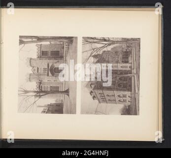 Deux extérieurs de la salle Alumni et du musée d'histoire naturelle Peabody de l'université de Yale à New Haven. . Banque D'Images
