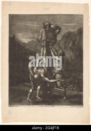 Torture mort de Petrus sur la croix; S. Petrus Apostolus Crucifixus. Pierre est crucifié avec sa tête. Banque D'Images