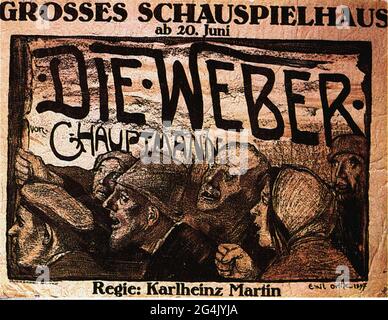 théâtre / théâtre, pièce, 'The Weavers' (Die Weber), par Gerhart Hauptmann (1862 - 1946), LE DROIT D'AUTEUR DE L'ARTISTE NE DOIT PAS ÊTRE AUTORISÉ Banque D'Images