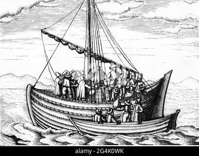 Barents, Willem, vers 1550 - 20.6.1597, navigateur néerlandais, troisième voyage 1596 - 1597, LE DROIT D'AUTEUR DE L'ARTISTE NE DOIT PAS ÊTRE AUTORISÉ Banque D'Images