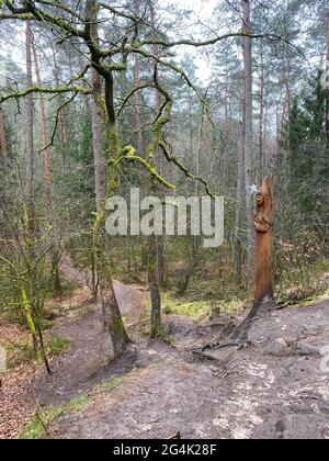 Sculpture en bois d'une fée au bord du chemin de la fée à Virton, Luxembourg, Belgique Banque D'Images