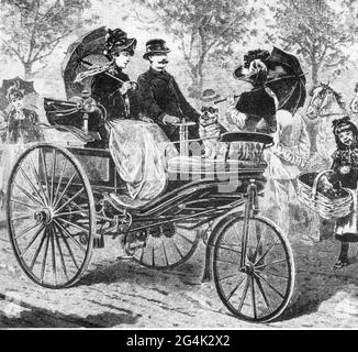 Transport / transport, voiture, variantes de véhicule, Benz Patent-Motorwagen numéro 1, LE DROIT D'AUTEUR DE L'ARTISTE NE DOIT PAS ÊTRE AUTORISÉ Banque D'Images