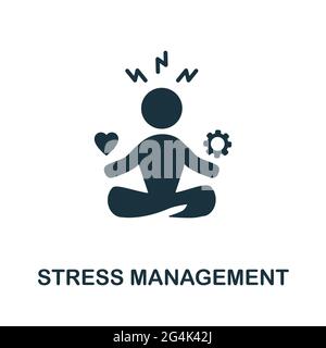 Icône gestion du stress. Élément simple monochrome de la collection soft skill. Icône Creative stress Management pour la conception Web, les modèles, les infographies Illustration de Vecteur