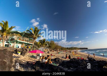 Ile de la Réunion : Plage de Boucan Canot Banque D'Images