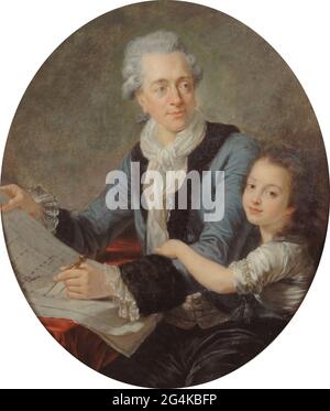 Portrait de l'architecte Claude Nicolas Ledoux (1736-1806) avec sa fille, vers 1782. Trouvé dans la collection de Mus&#xe9;e Carnavalet, Paris. Banque D'Images