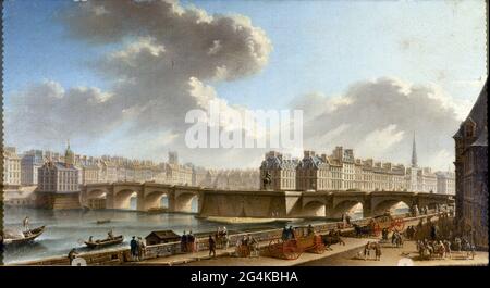 Le Pont-neuf et la CIT&#xe9;, vu du quai de Conti, 1772. Trouvé dans la collection de Mus&#xe9;e Carnavalet, Paris. Banque D'Images