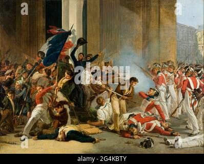 Prendre le Louvre, 29 juillet 1830. Massacre des gardes suisses, c. 1832. Trouvé dans la collection de Mus&#xe9;e Carnavalet, Paris. Banque D'Images