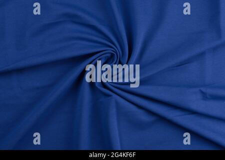 Arrière-plan en coton bleu monochrome. Gros plan sur la texture Banque D'Images