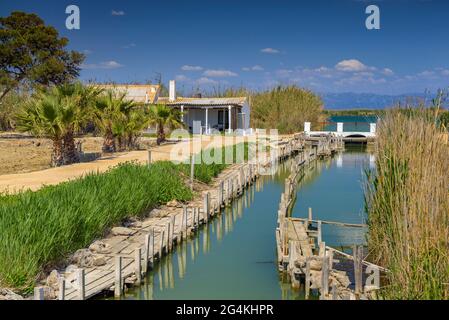 Pêche de Vicenç sur l'île de Buda dans le delta de l'Èbre (Tarragone, Catalogne, Espagne) ESP: Pesquería d'en Vicenç, en la isla de Buda del Delta del Ebro Banque D'Images