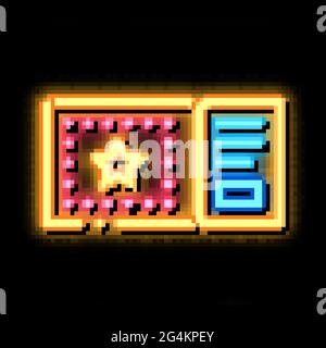 illustration de l'icône lumineuse au néon du billet du parc d'attractions Illustration de Vecteur