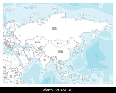 Carte de l'Asie - dessin animé à la main Illustration de Vecteur