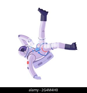 Astronaute et danse hip hop. L'astronaute interprète UNE danse moderne. Homme, personnage d'espace humain. Illustration vectorielle de dessin animé isolée sur blanc Illustration de Vecteur