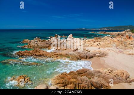 FRANCE. CORSE-DU-SUD (2A) GOLFE DE VALINCO, PLAGE D'ABBARTELLO. Banque D'Images