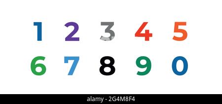 Chiffres colorés sur fond blanc. Vecteur isolé. Illustration vectorielle Doodle. Illustration de Vecteur