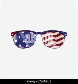 A propos de American Flag lunettes de soleil 4 juillet Graphic lunettes de soleil patriote pour l'indépendance jour 4 juillet Illustration de Vecteur