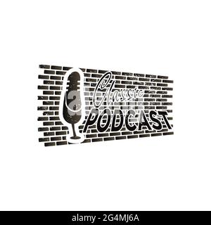 Design vintage Podcast ou logo radio avec microphone Illustration de Vecteur