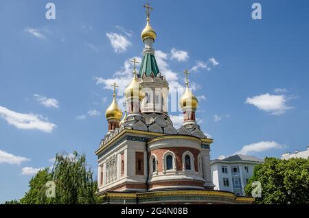 La splendide cathédrale orthodoxe russe Saint-Nicolas est située dans le troisième quartier de Vienne, au cœur du quartier diplomatique de la ville. Banque D'Images