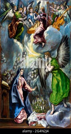 L'Annonciation par El Greco (Domenikos Theotokopoulos, 1541-1614), huile sur toile, c. 1597-1600 Banque D'Images