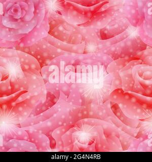 Motif fleuri sans couture avec roses, EPS10 - graphiques vectoriels. Illustration de Vecteur