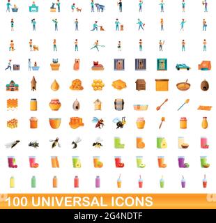 100 icônes universelles set. Cartoon illustration de 100 icônes universelles vector set isolé sur fond blanc Illustration de Vecteur