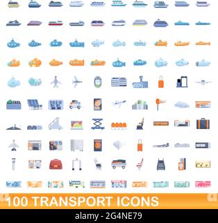 100 icônes de transport. Cartoon illustration de 100 icônes de transport vector set isolé sur fond blanc Illustration de Vecteur