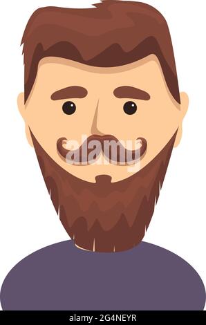 Homme barbu avec icône en forme de moustache torsadée. Dessin animé d'un homme barbu avec une icône en forme de vecteur de moustache torsadée pour un motif Web isolé sur fond blanc Illustration de Vecteur