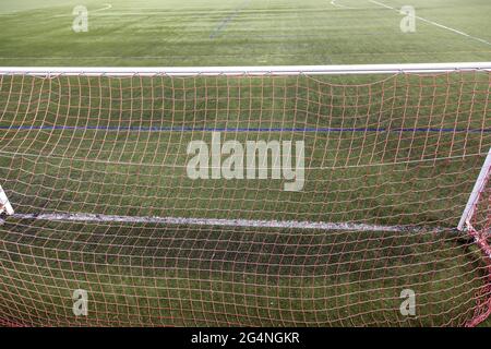 Gardien de but sur terrain de football, sport et entraînement, but Banque D'Images