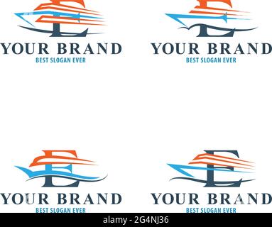 Croisière de luxe et yacht mélangés avec le pack de lettres initial Illustration de Vecteur