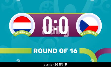 pays-bas contre république tchèque partie du match de 16, illustration du vecteur du Championnat d'Europe de football 2020. Match de championnat de football 2020 contre équipe Illustration de Vecteur