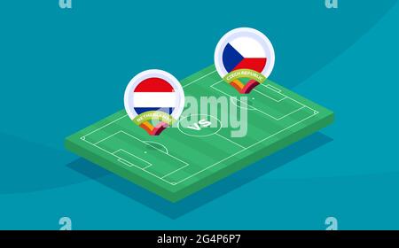 pays-bas contre république tchèque partie du match de 16, illustration du vecteur du Championnat d'Europe de football 2020. Match de championnat de football 2020 contre équipe Illustration de Vecteur