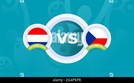 pays-bas contre république tchèque partie du match de 16, illustration du vecteur du Championnat d'Europe de football 2020. Match de championnat de football 2020 contre équipe Illustration de Vecteur