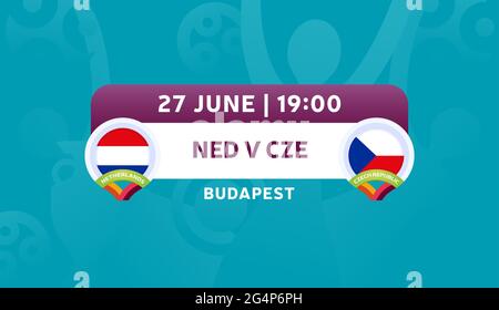 pays-bas contre république tchèque partie du match de 16, illustration du vecteur du Championnat d'Europe de football 2020. Match de championnat de football 2020 contre équipe Illustration de Vecteur