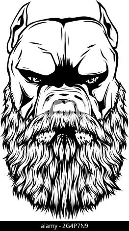 illustration vectorielle de la tête de pitbull avec la barbe Illustration de Vecteur