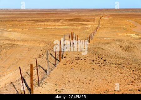 Dog Fence, la plus longue clôture du monde, plus de 5 300 km de long, Australie méridionale Banque D'Images