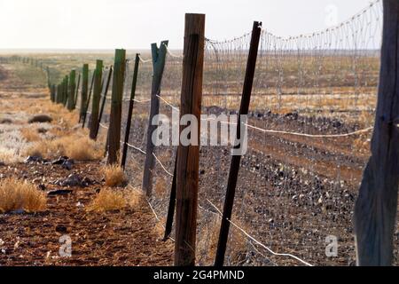 Dog Fence, la plus longue clôture du monde, plus de 5 300 km de long, Australie méridionale Banque D'Images