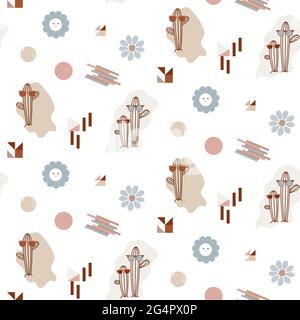 Cactus en lunettes de soleil motif vectoriel sans couture avec mignon dessin animé drôle cactus style mexicain Illustration de Vecteur