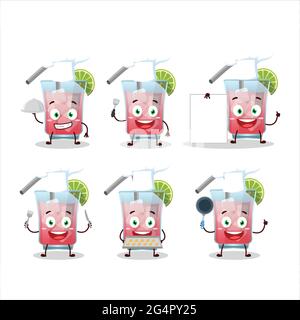 Personnage de dessin animé de la brise marine hawaïenne avec diverses émoticônes de chef. Illustration vectorielle Illustration de Vecteur