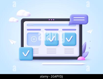 Concept de planification des tâches graphiques d'entreprise. illustration vectorielle réaliste 3d. Illustration de Vecteur