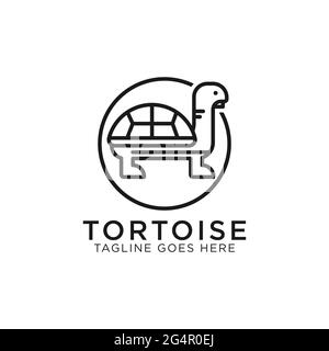 tortue ligne art logo vecteur, idéal pour les inspirations de logo animal de compagnie ou animal Illustration de Vecteur