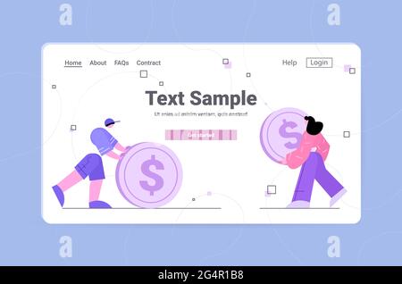 les hommes d'affaires qui font don d'argent pour des gens d'affaires qui détiennent des pièces de monnaie en dollars et qui financent le travail d'équipe Illustration de Vecteur